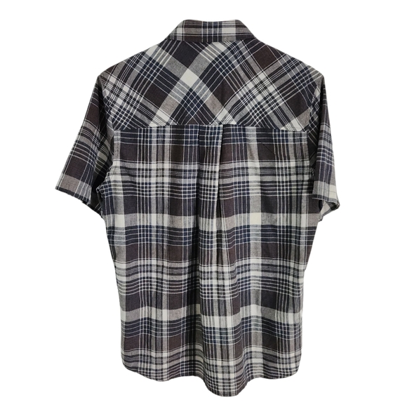 TOAD & CO Hookline Short Sleeve Shirt Plaid Shirt brown beige navy size m - Picture 4 of 10
